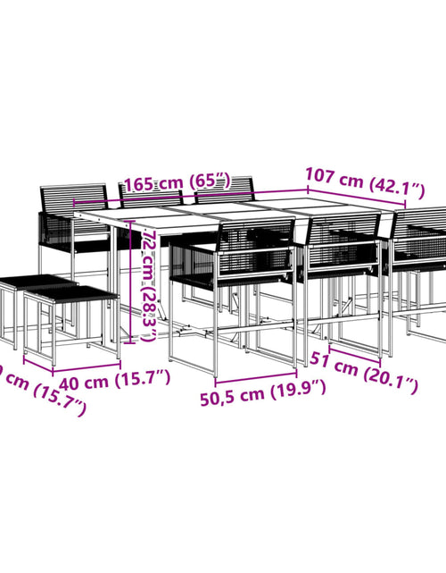 Încărcați imaginea în vizualizatorul Galerie, Set mobilier de grădină, 11 piese, negru, poliratan
