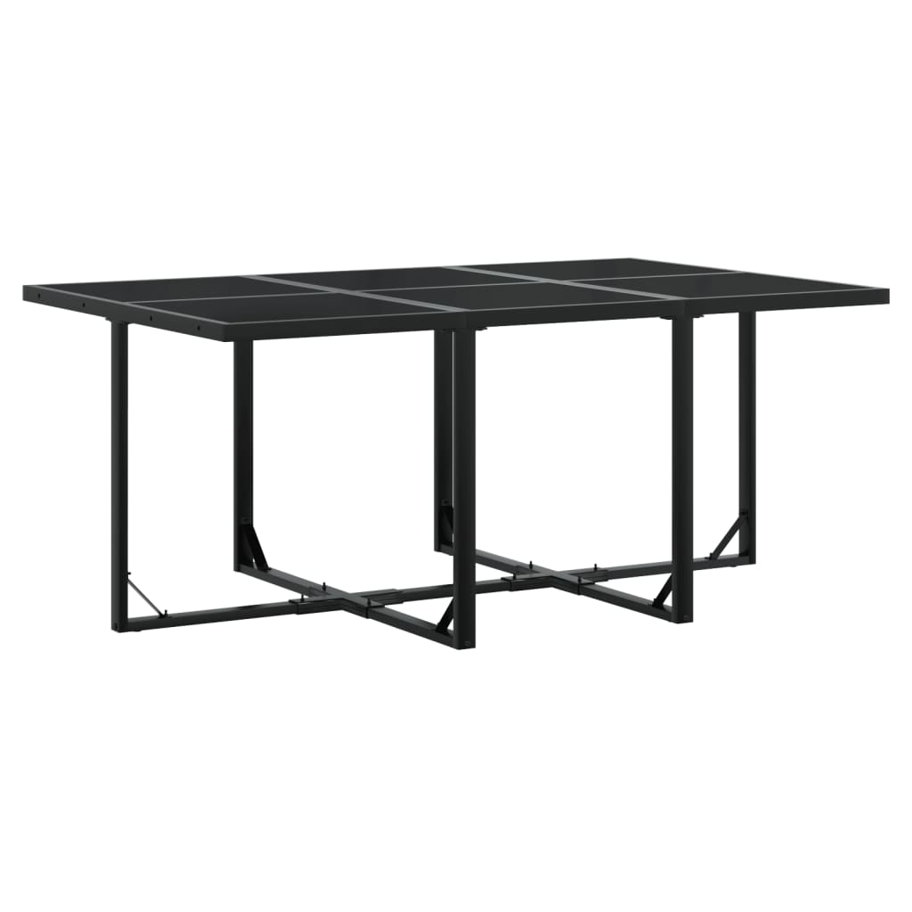 Set mobilier de grădină, 7 piese, negru, poliratan