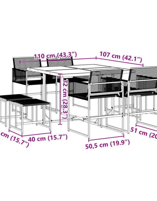 Încărcați imaginea în vizualizatorul Galerie, Set mobilier de grădină, 9 piese, poliratan
