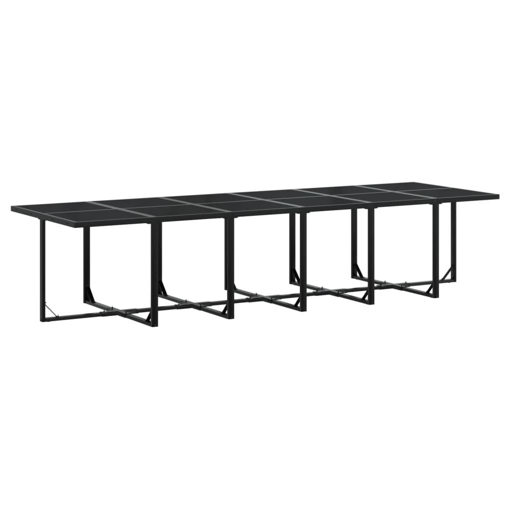 Set mobilier de grădină cu perne, 13 piese, negru, poliratan