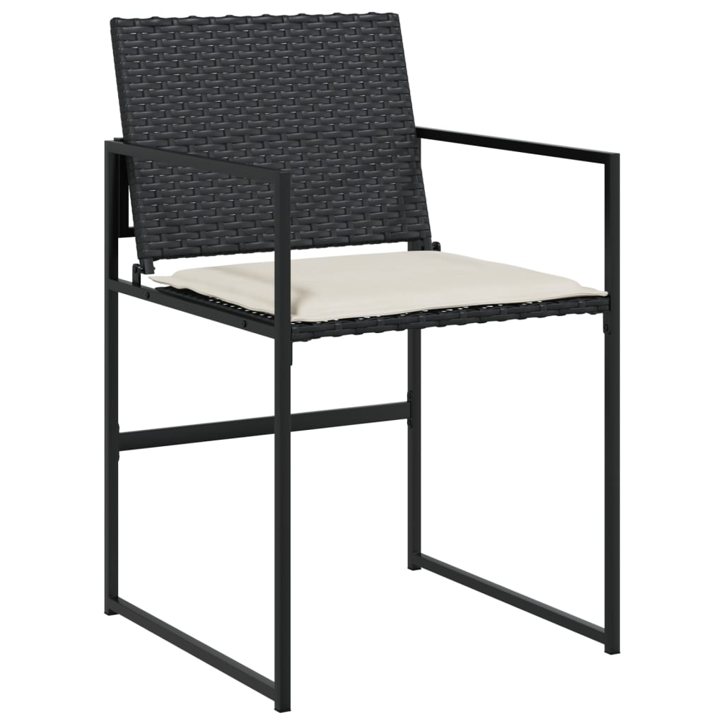 Set mobilier de grădină cu perne, 13 piese, negru, poliratan