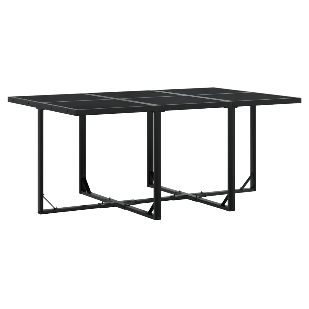 Set mobilier de exterior cu perne, 11 piese, negru, poliratan