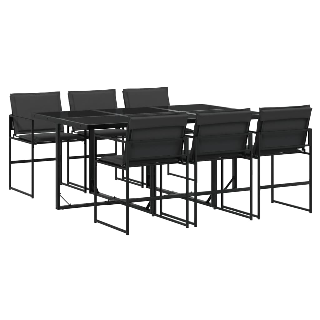 Set mobilier de grădină, 7 piese, cu perne, negru, textilenă