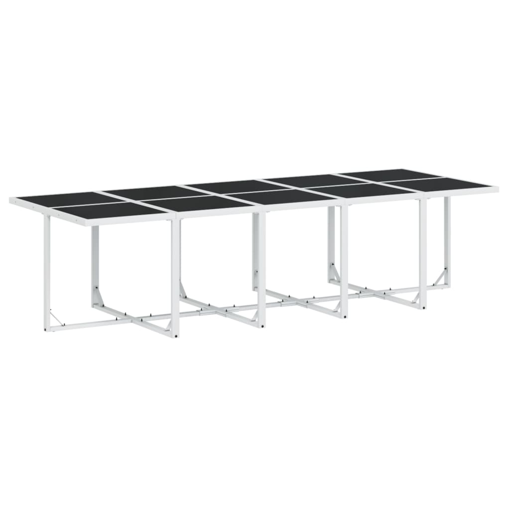 Set mobilier de grădină, 11 piese, cu perne, alb, textilenă