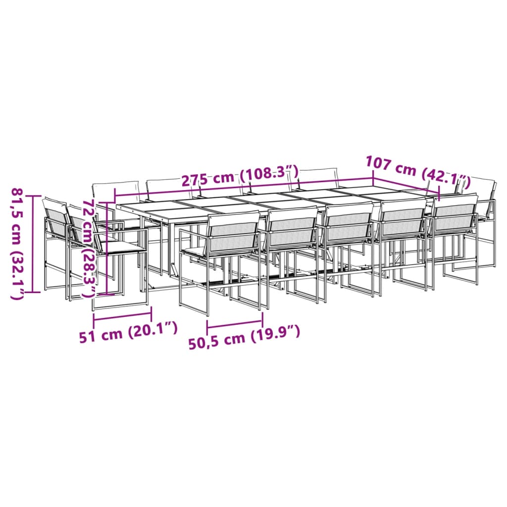 Set mobilier de grădină, 15 piese, cu perne, alb, textilenă