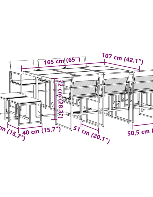 Загрузите изображение в средство просмотра галереи, Set mobilier de grădină, 11 piese, cu perne, alb, textilenă
