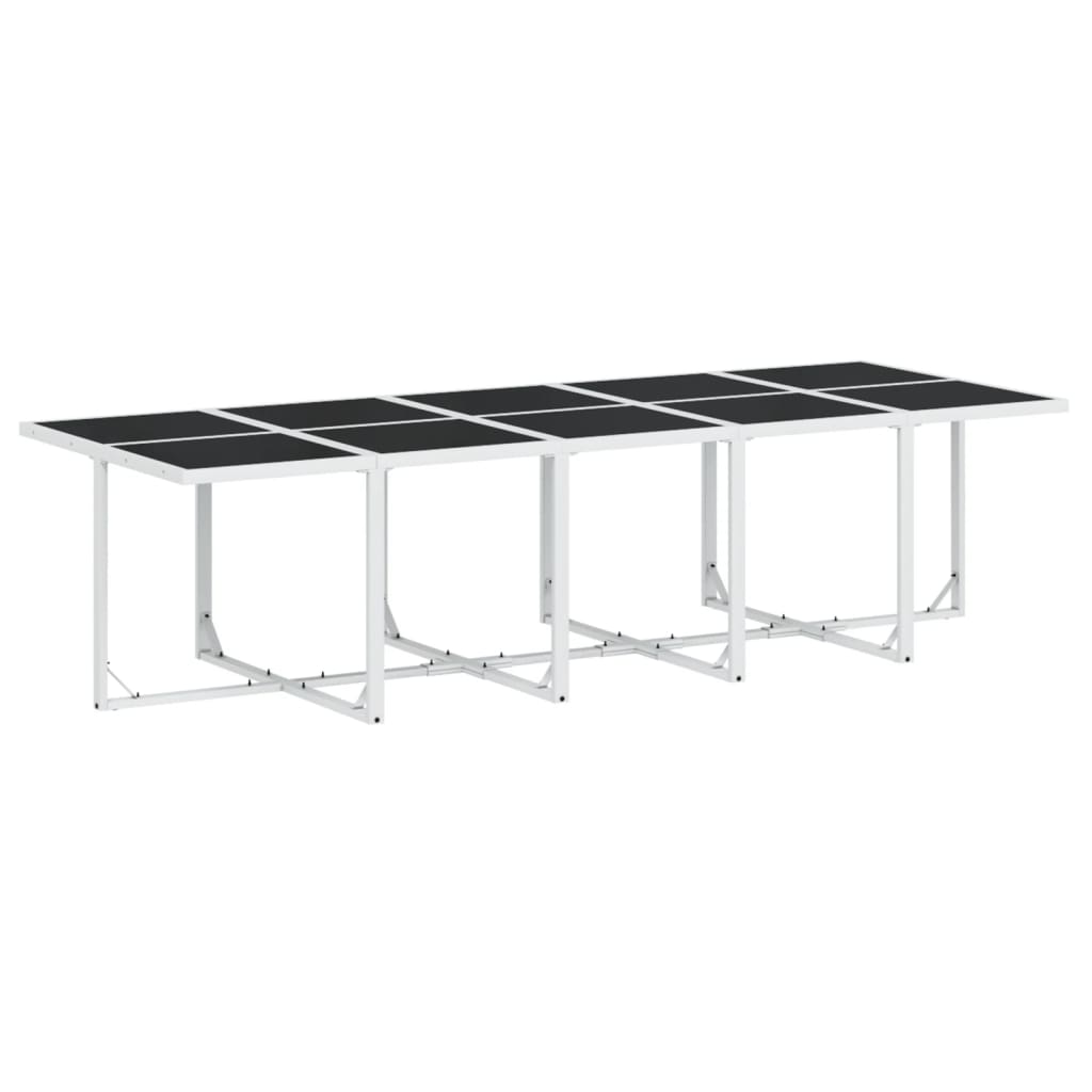 Set mobilier de grădină, 15 piese, cu perne, alb, textilenă