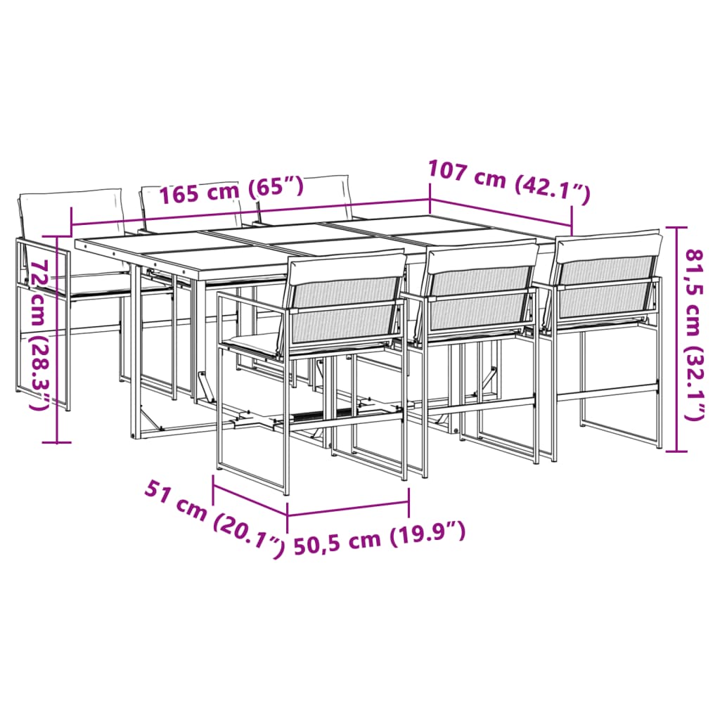 Set mobilier de grădină, 7 piese, cu perne, alb, textilenă