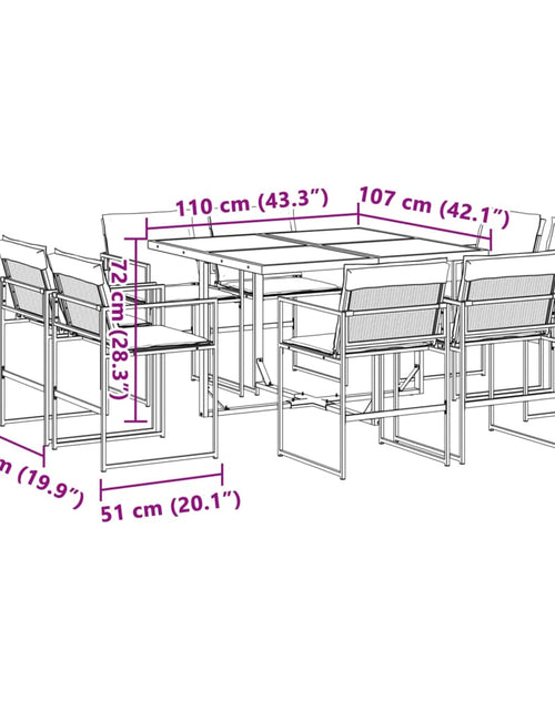 Încărcați imaginea în vizualizatorul Galerie, Set mobilier de grădină, 9 piese, cu perne, alb, textilenă
