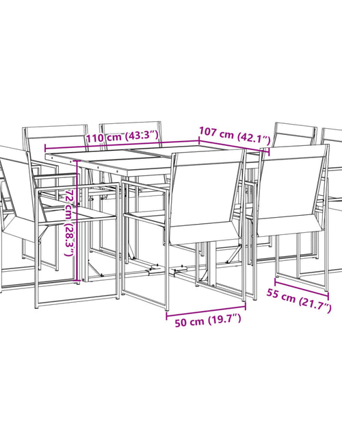 Încărcați imaginea în vizualizatorul Galerie, Set mobilier de grădină, 9 piese, negru, textilenă
