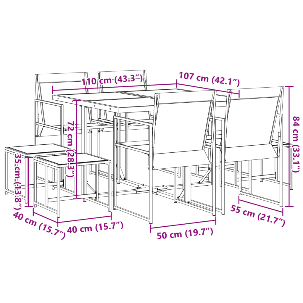 Set mobilier de grădină, 9 piese, negru, textilenă