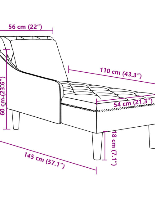 Încărcați imaginea în vizualizatorul Galerie, Șezlong cu pernă și cotieră dreaptă, negru, catifea
