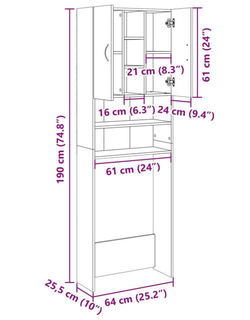 Încărcați imaginea în vizualizatorul Galerie, Dulap mașina de spălat, stejar sonoma, 64x25,5x190 cm
