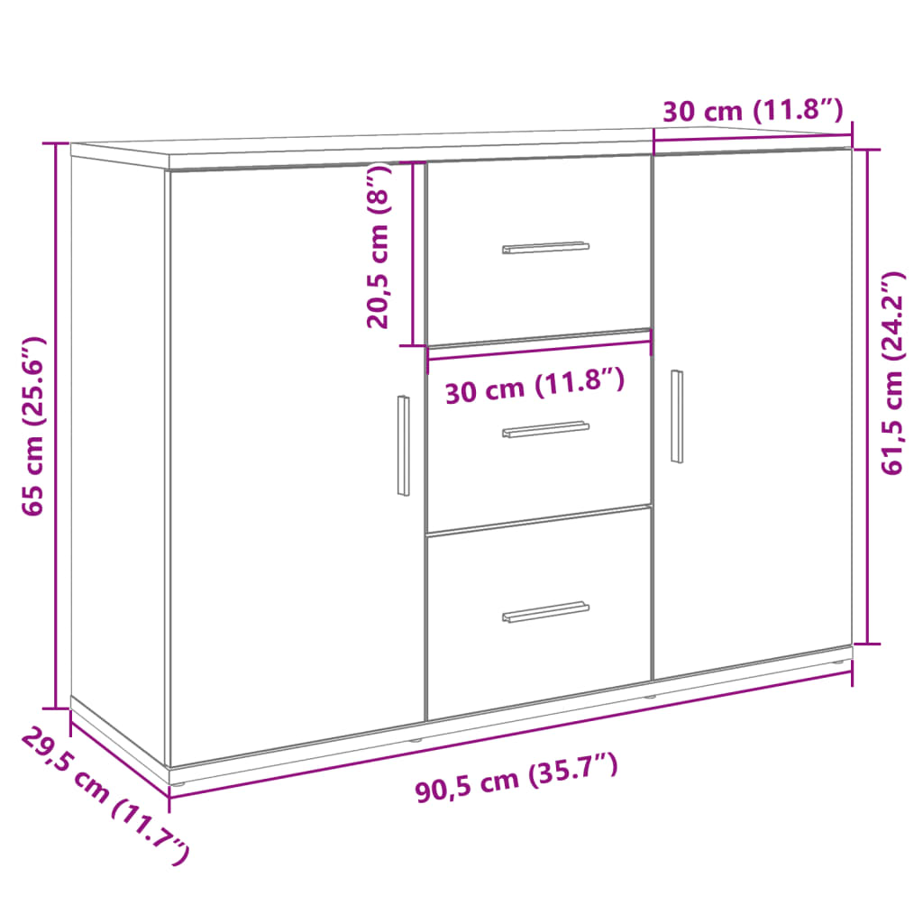 Dulap, alb, 90,5x29,5x65 cm, lemn prelucrat