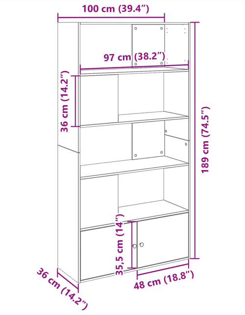 Încărcați imaginea în vizualizatorul Galerie, Bibliotecă, stejar fumuriu, 100x36x189 cm, lemn prelucrat
