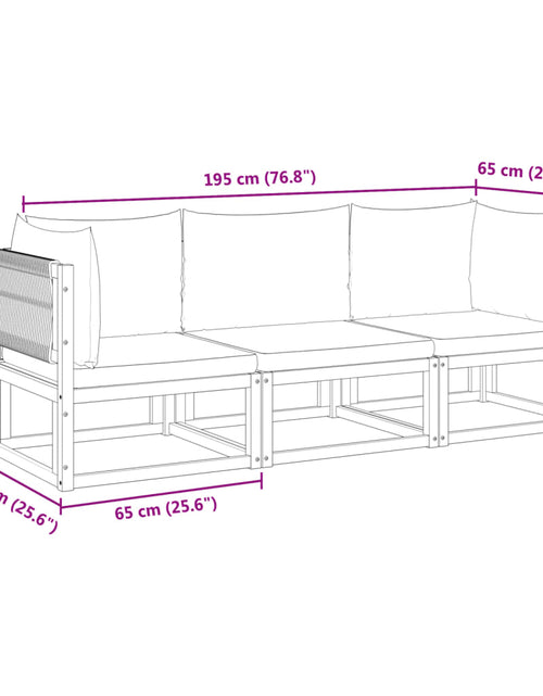 Încărcați imaginea în vizualizatorul Galerie, Set de canapele de grădină cu perne, 3 piese, lemn masiv acacia
