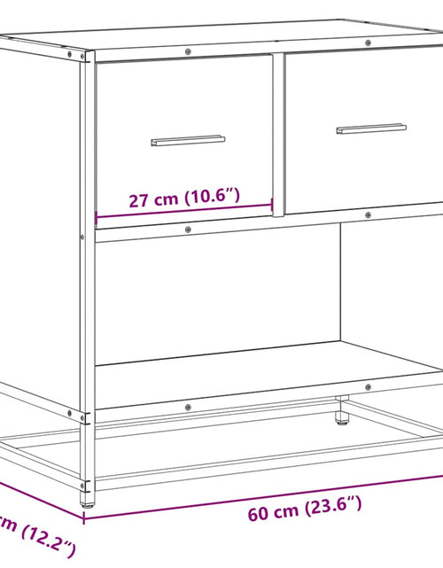 Încărcați imaginea în vizualizatorul Galerie, Noptiera din stejar Sonoma 60x31x60 cm lemn prelucrat si metal
