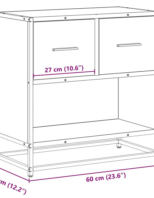 Încărcați imaginea în vizualizatorul Galerie, Noptiera stejar maro 60x31x60 cm lemn prelucrat si metal
