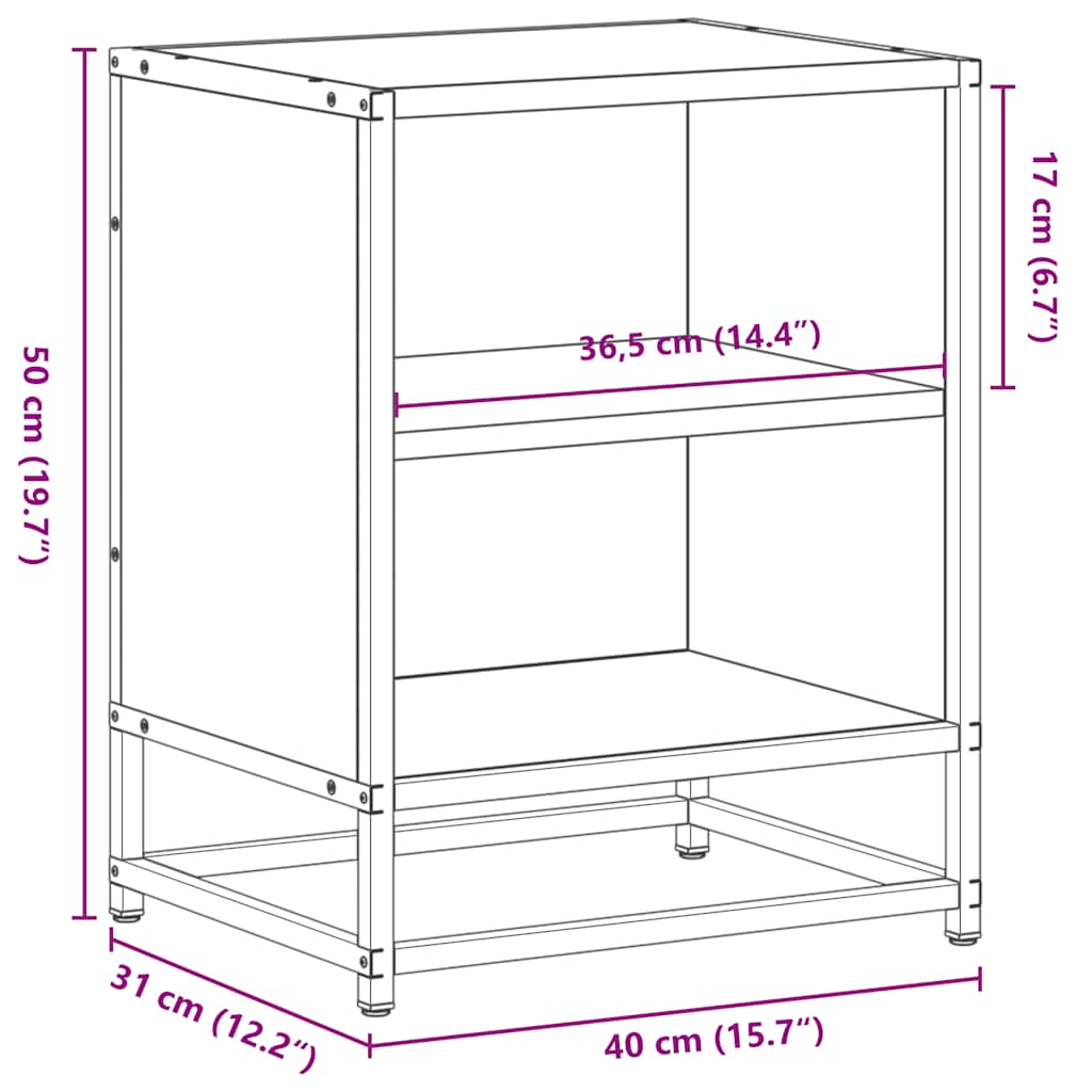 Noptiera neagra 40x31x50 cm lemn prelucrat si metal