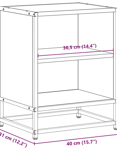 Încărcați imaginea în vizualizatorul Galerie, Noptiera stejar afumat 40x31x50 cm lemn prelucrat si metal
