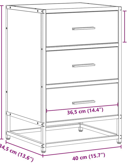 Загрузите изображение в средство просмотра галереи, Noptiera din stejar Sonoma 40x34,5x60cm lemn prelucrat si metal
