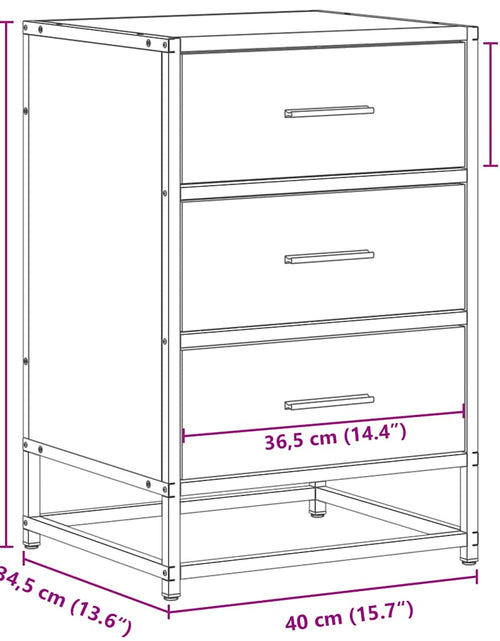 Загрузите изображение в средство просмотра галереи, Noptiera stejar maro 40x34,5x60 cm lemn prelucrat si metal

