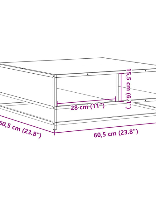 Загрузите изображение в средство просмотра галереи, Măsuță de cafea gri sonoma 60,5x60,5x30 cm lemn prelucrat/metal
