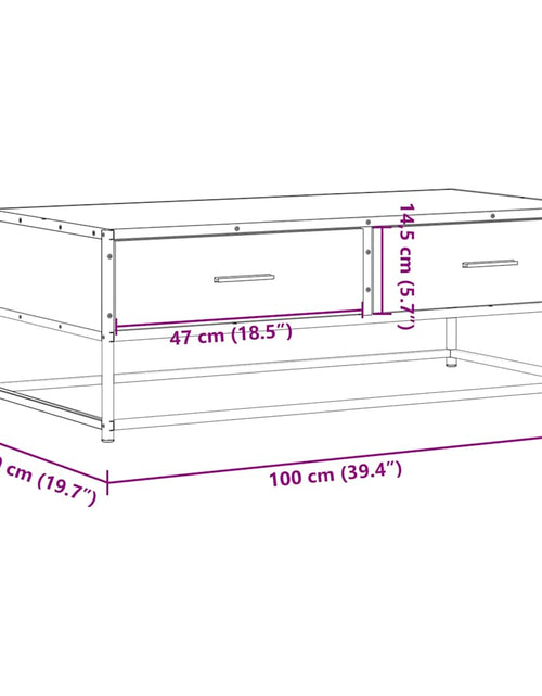 Încărcați imaginea în vizualizatorul Galerie, Măsuță cafea stejar sonoma 100x50x35 cm lemn prelucrat și metal
