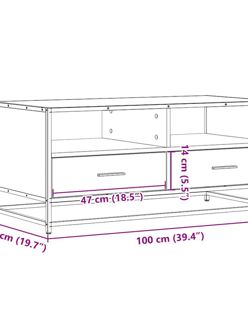 Încărcați imaginea în vizualizatorul Galerie, Măsuță cafea stejar sonoma 100x50x45 cm lemn prelucrat și metal
