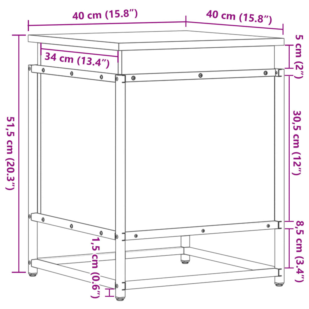 Cutie depozitare gri sonoma 40x40x51,5 cm lemn prelucrat