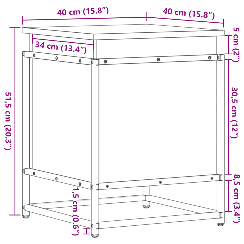 Cutie depozitare stejar maro 40x40x51,5 cm lemn prelucrat