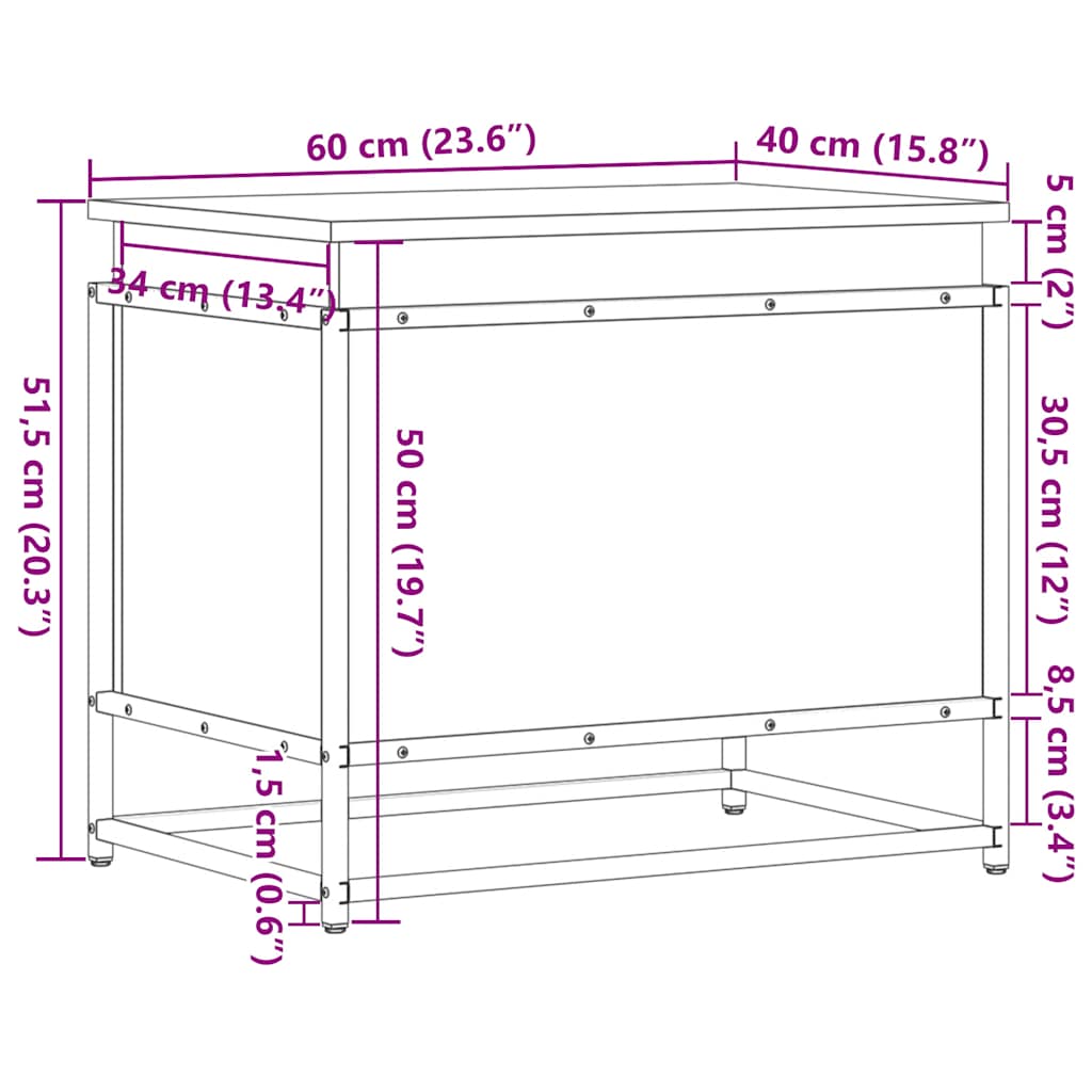 Cutie de depozitare cu capac negru 60x40x51,5 cm lemn prelucrat