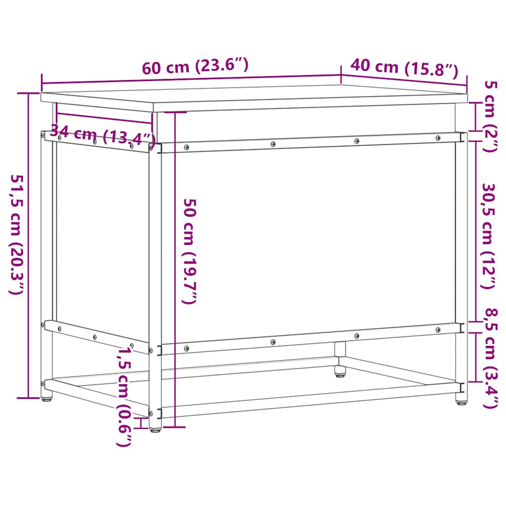 Cutie depozitare stejar sonoma 60x40x51,5 cm lemn prelucrat