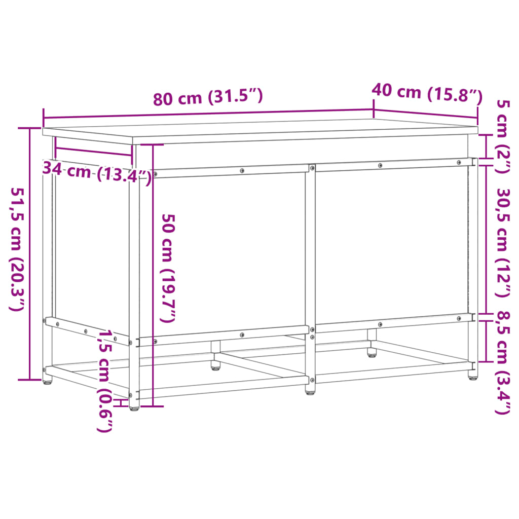 Cutie de depozitare cu capac negru 80x40x51,5 cm lemn prelucrat