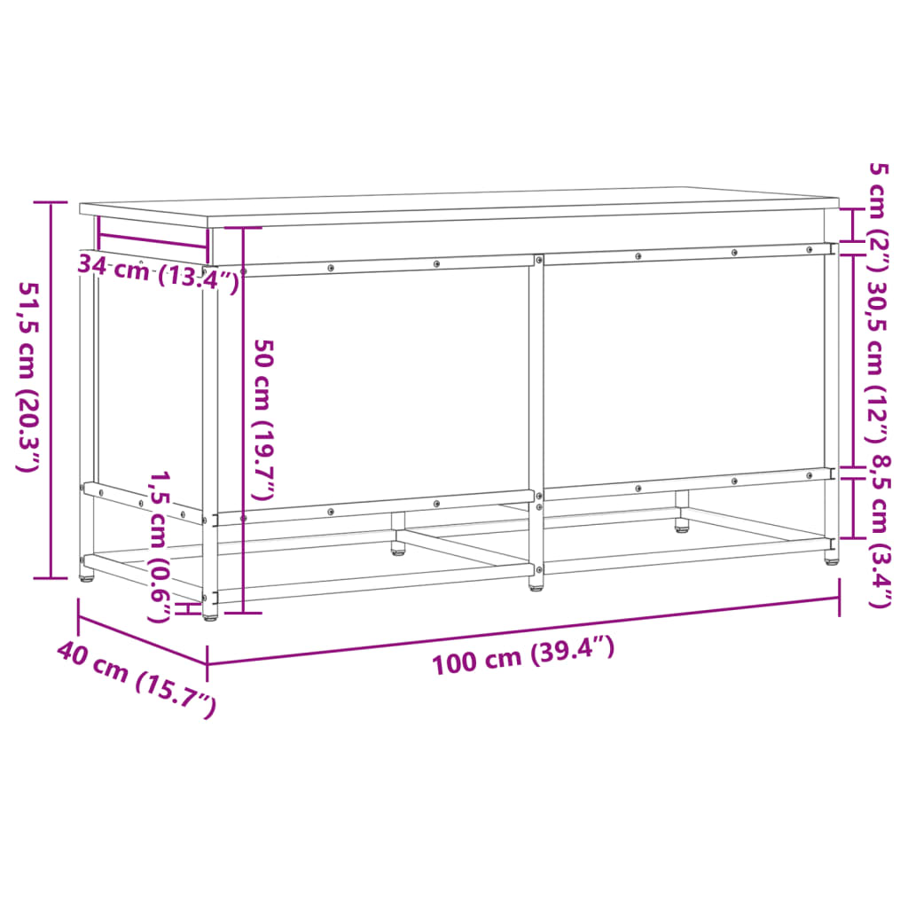 Cutie depozitare stejar sonoma 100x40x51,5 cm lemn prelucrat