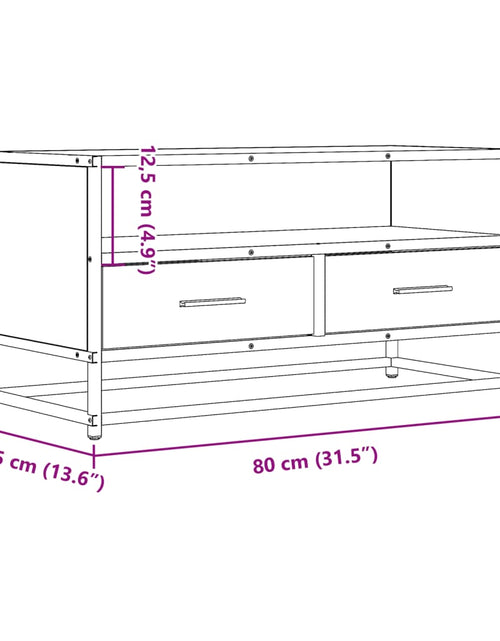 Загрузите изображение в средство просмотра галереи, Dulap TV, stejar sonoma, 80x34,5x40 cm, lemn prelucrat și metal
