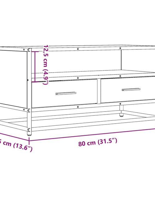 Încărcați imaginea în vizualizatorul Galerie, Dulap TV, gri sonoma, 80x34,5x40 cm, lemn prelucrat și metal
