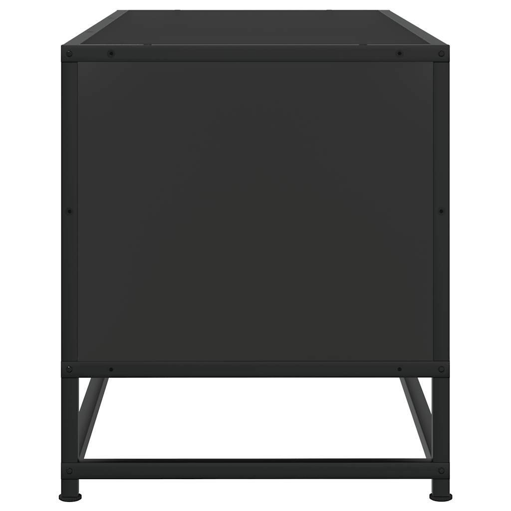 Dulap TV, negru, 80x34,5x40 cm, lemn prelucrat și metal