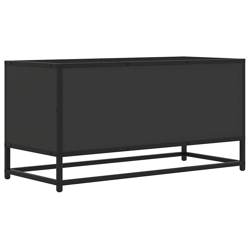 Dulap TV, negru, 80x34,5x40 cm, lemn prelucrat și metal