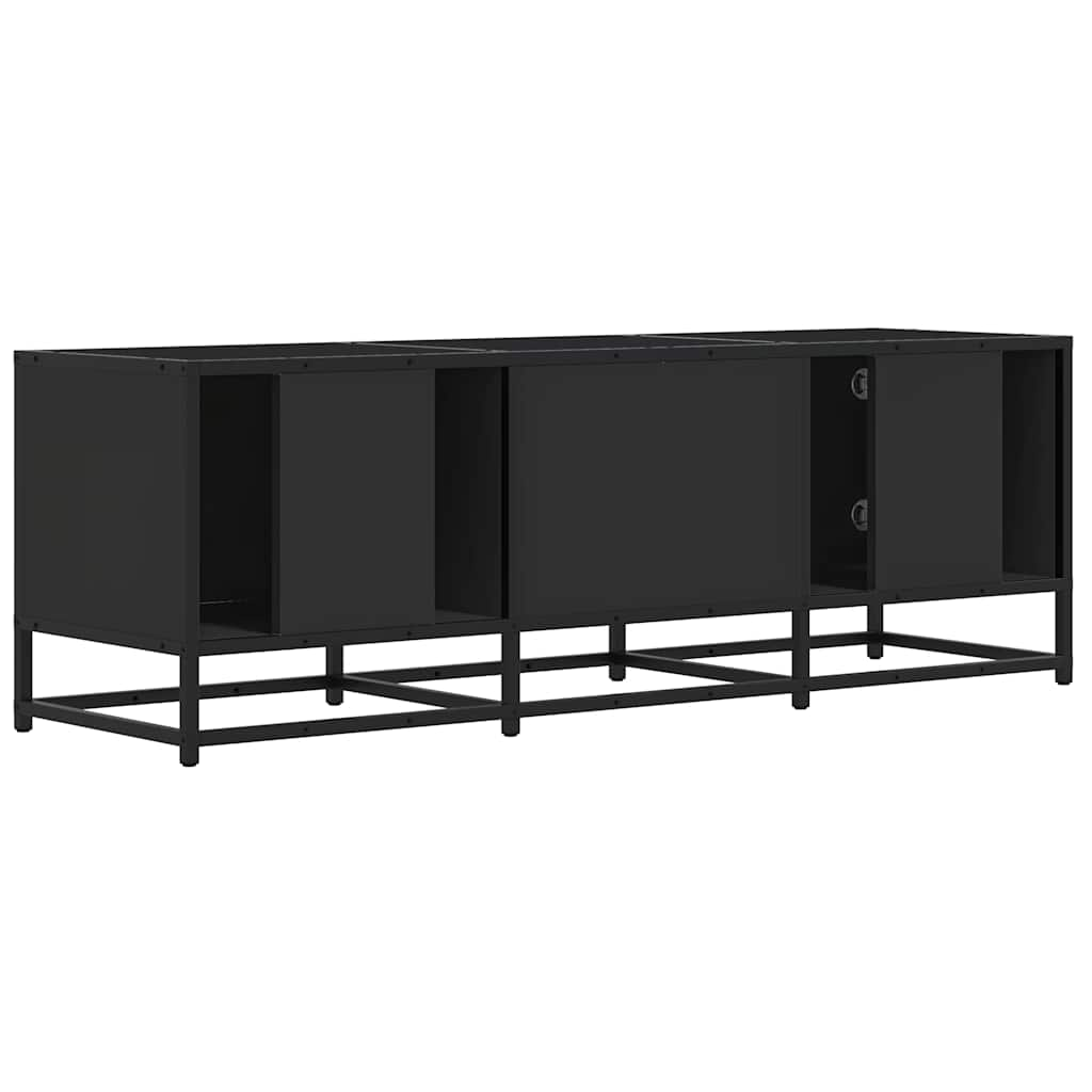 Dulap TV, negru, 120x35x41 cm, lemn prelucrat și metal