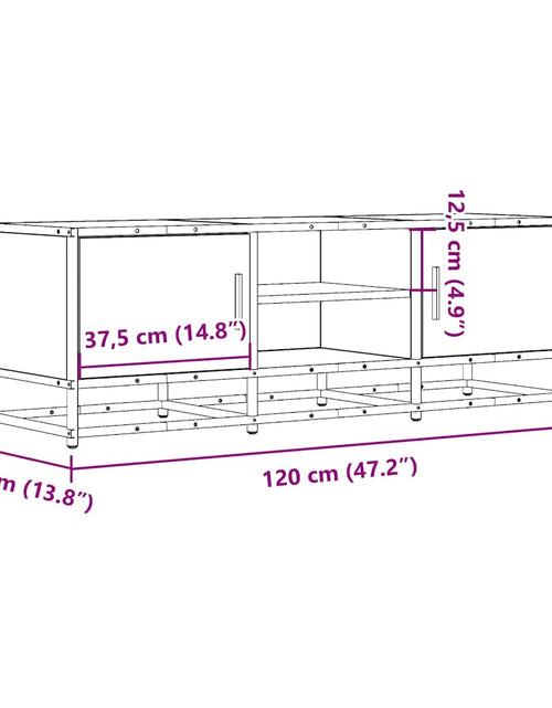 Încărcați imaginea în vizualizatorul Galerie, Dulap TV, stejar sonoma, 120x35x41 cm, lemn prelucrat și metal
