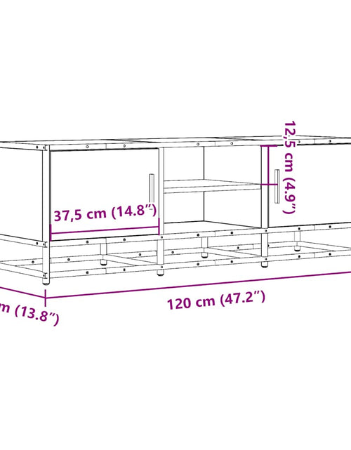 Încărcați imaginea în vizualizatorul Galerie, Dulap TV stejar fumuriu, 120x35x41 cm lemn prelucrat și metal
