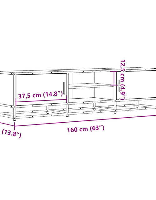 Încărcați imaginea în vizualizatorul Galerie, Dulap TV, stejar sonoma, 160x35x41 cm, lemn prelucrat și metal
