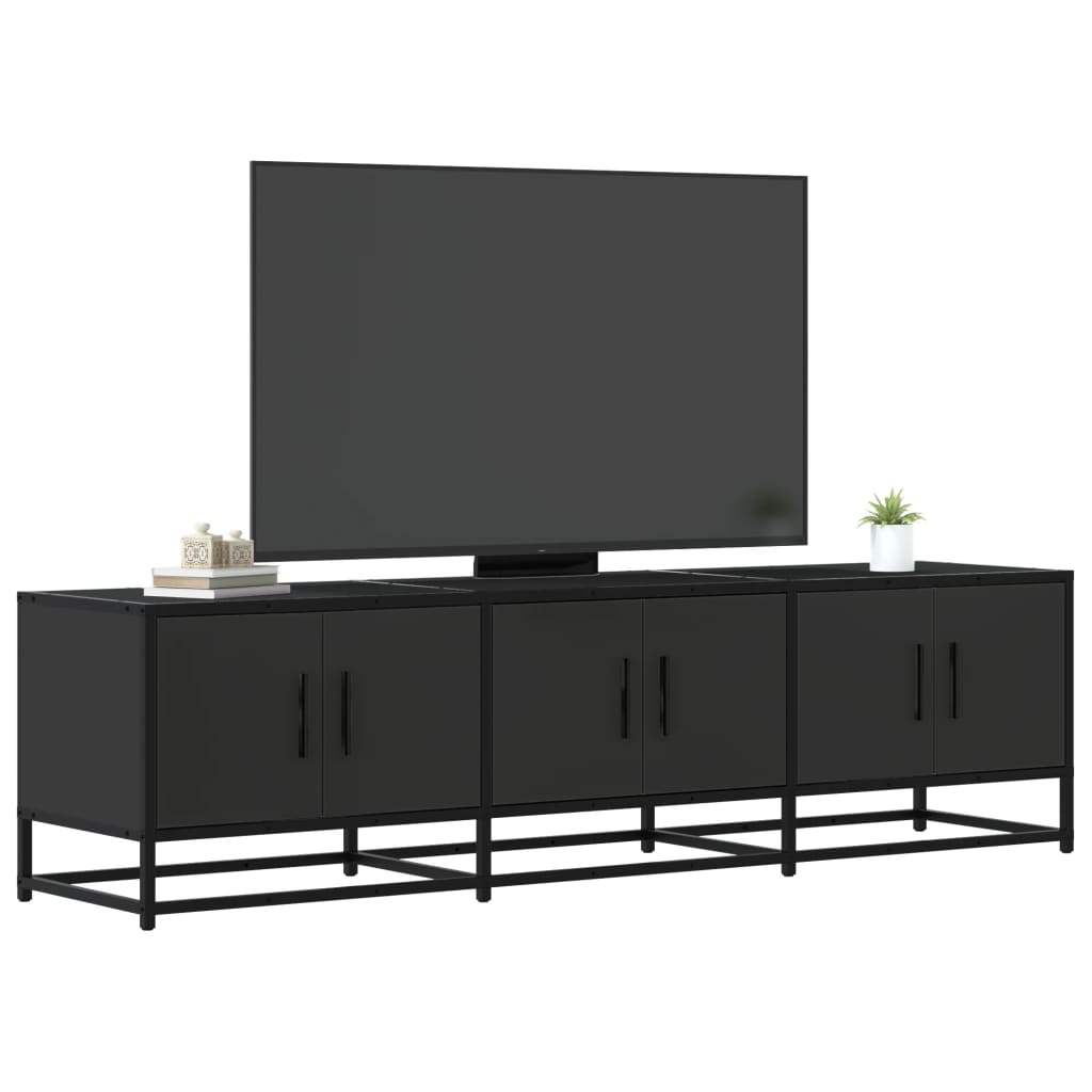 Dulap TV, negru, 150x35x41 cm, lemn prelucrat și metal