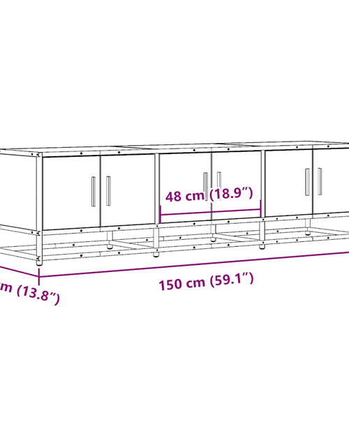 Încărcați imaginea în vizualizatorul Galerie, Dulap TV stejar fumuriu, 150x35x41 cm lemn prelucrat și metal
