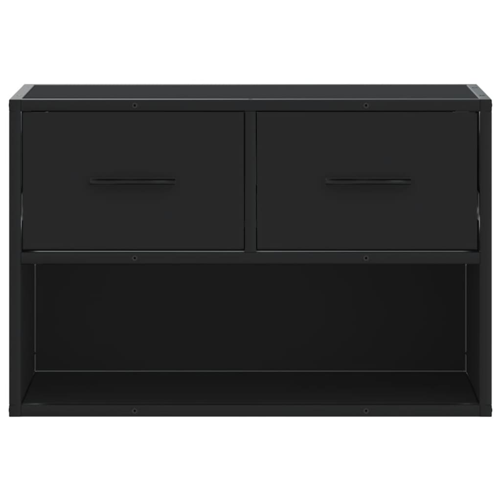 Dulap TV, negru, 60x31x39,5 cm, lemn prelucrat și metal