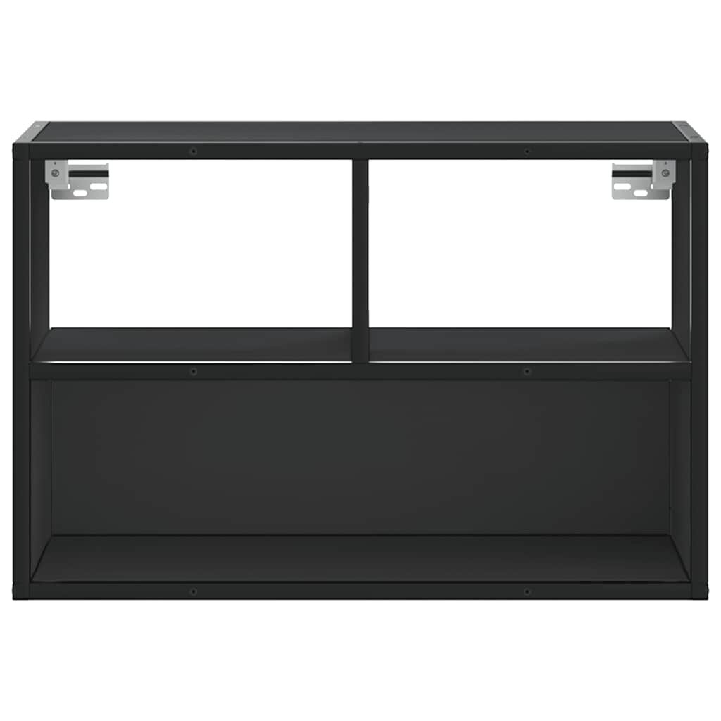 Dulap TV, negru, 60x31x39,5 cm, lemn prelucrat și metal