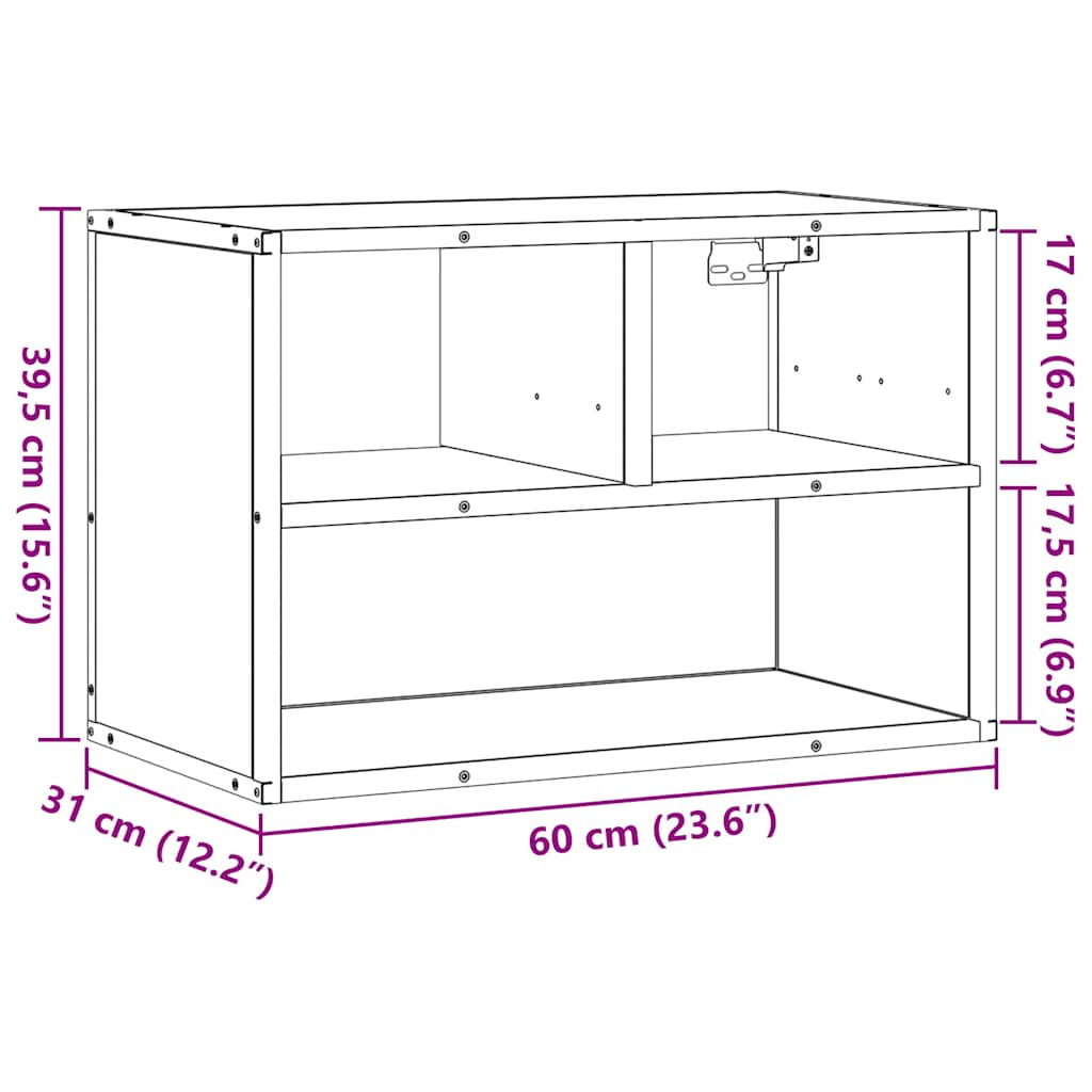 Dulap TV, negru, 60x31x39,5 cm, lemn prelucrat și metal