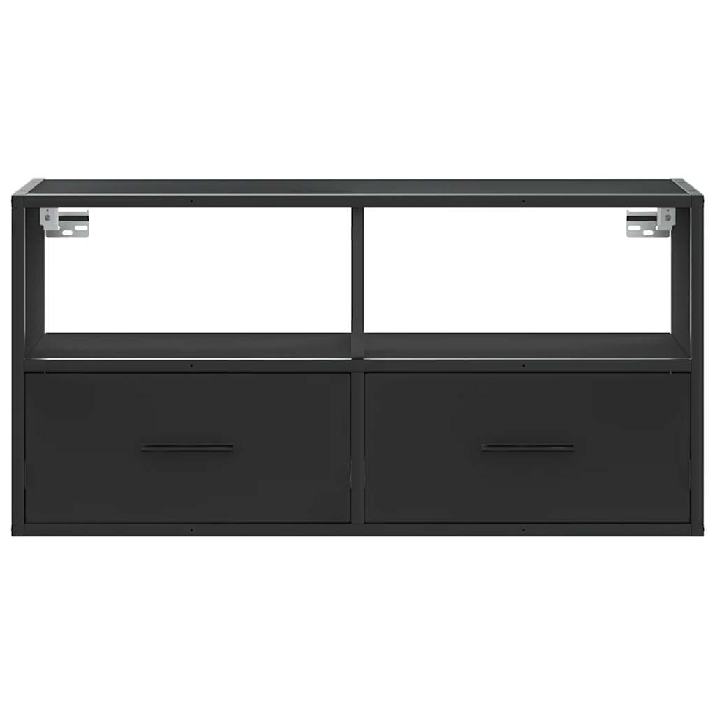 Dulap TV, negru, 80x31x39,5 cm, lemn prelucrat și metal