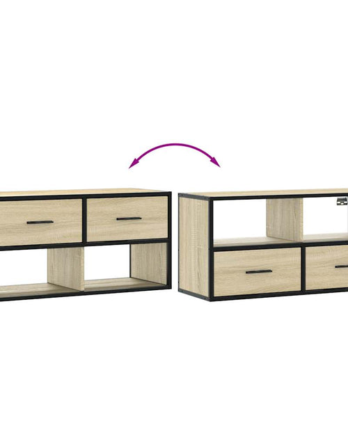 Загрузите изображение в средство просмотра галереи, Dulap TV, stejar sonoma, 80x31x39,5 cm, lemn prelucrat și metal
